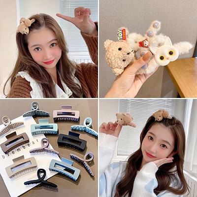 Kẹp Tóc Hình Cá Mập Phối Lông Phong Cách Hàn Quốc Mới Cho Nữ