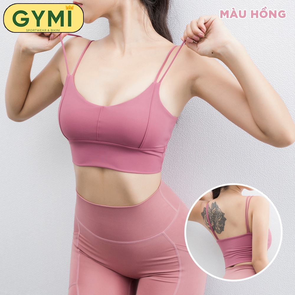 Áo bra tập gym yoga nữ GYMI AL25 dáng 2 dây thể thao chất thun lạnh mát co giãn nâng đỡ ngực