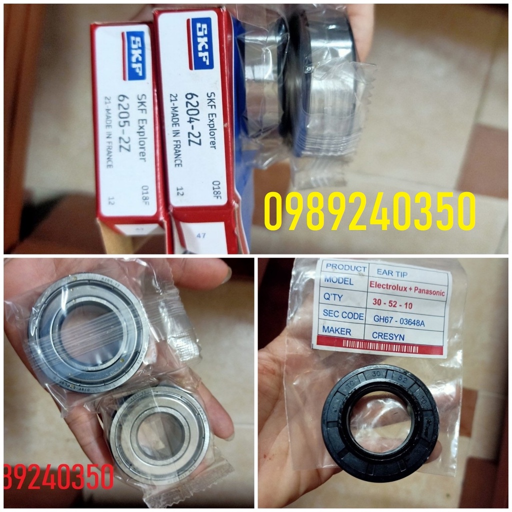 Bộ 2 vòng bi 1 phớt máy giặt Electrolux 670F, 771, 1292, 1074, 1073, 1073A, 1273, 8576