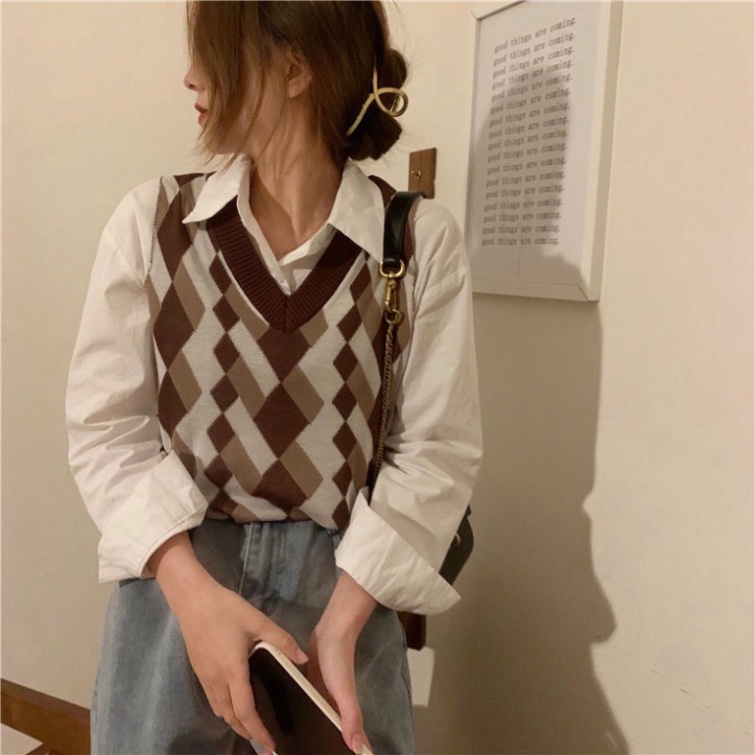 Gile Len Nữ Dáng Vừa, Áo Len Gile Cổ Tim Hàn Quốc Mỏng Basic Màu Sắc Vintage Ulzzang Hàn Quốc | BigBuy360 - bigbuy360.vn