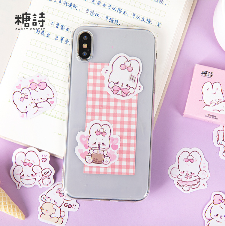 Hộp 45 Hình Dán Trang Trí Hình Thỏ Đáng Yêu