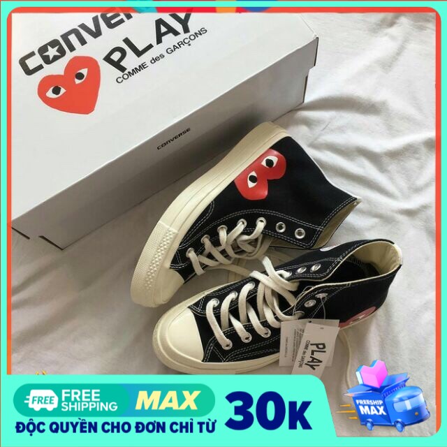 [Mã NOLAN50k giảm ngay 50k] Giày Sneaker Nam Nữ Converse CDG Play Black High (fullbox+freeship)