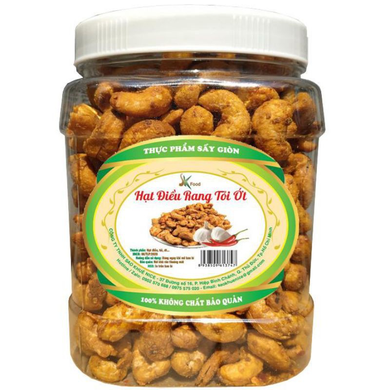 COMBO 1KG 2 HŨ HẠT ĐIỀU NGUYÊN RANG TỎI ỚT GIÒN NGON