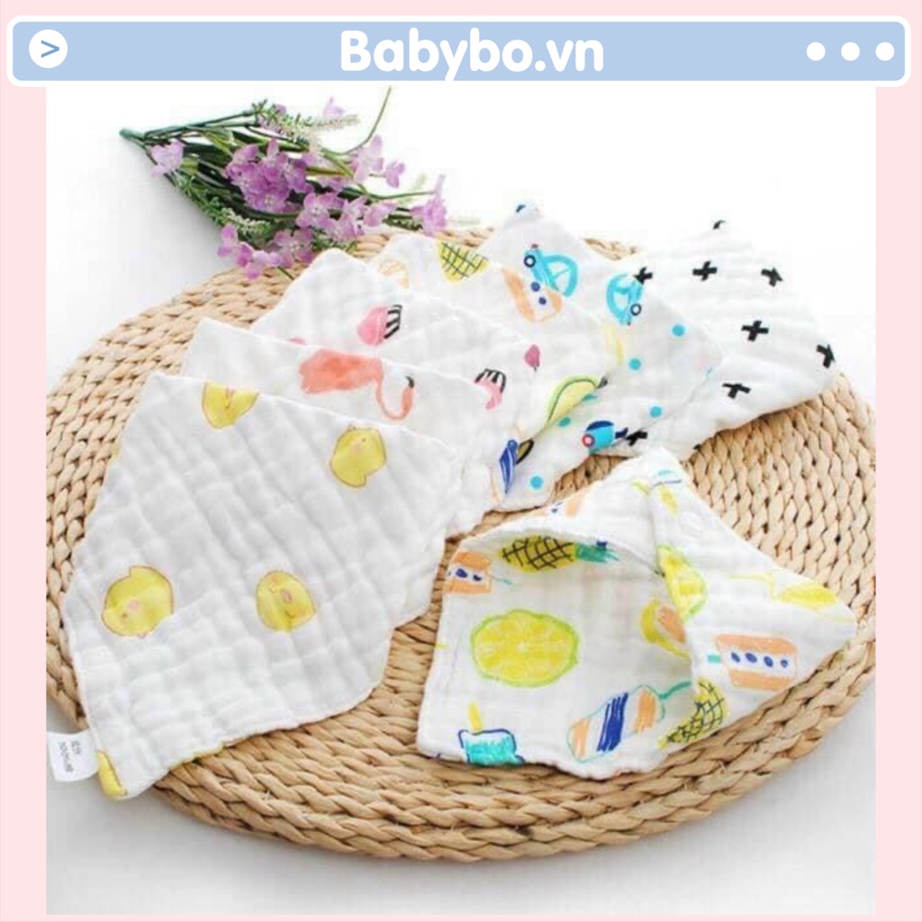 Yếm tam giác giữ ấm cổ cho bé, set 2 yếm xô organic 6 lớp dày dặn mềm mịn