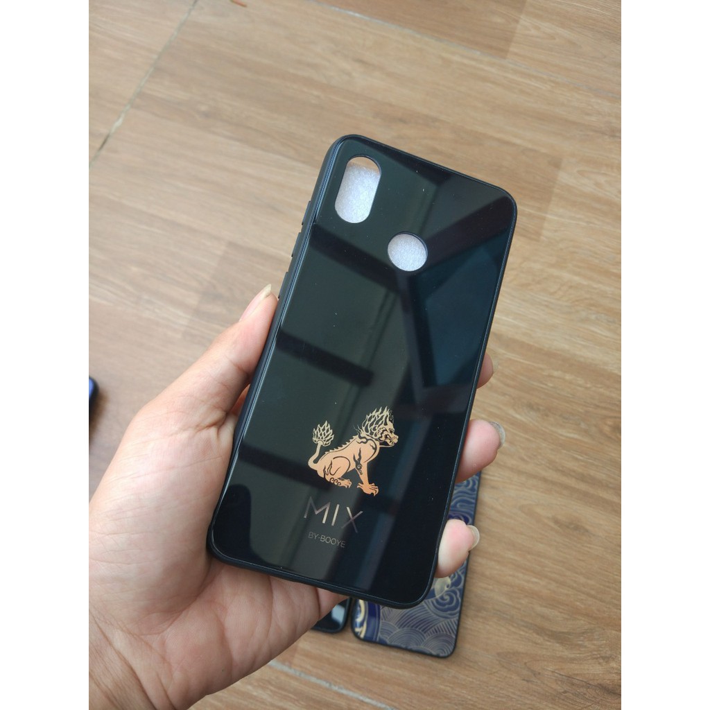 Ốp lưng xiaomi mi mix 3 / mi 8 / mi 8 se họa tiết kỳ lân tử cấm thành tráng gương cao cấp