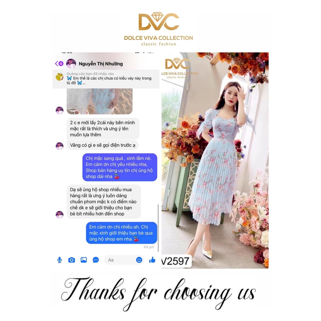 V2597, vc5 set váy voan hoa nhí mẹ và bé xanh mint dáng dài dập ly cổ tim đi biển -  Dolce viva colection