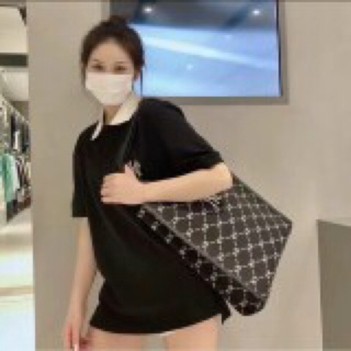 B4022 MLB NY MONOGRAM TOTE BAG BLACK