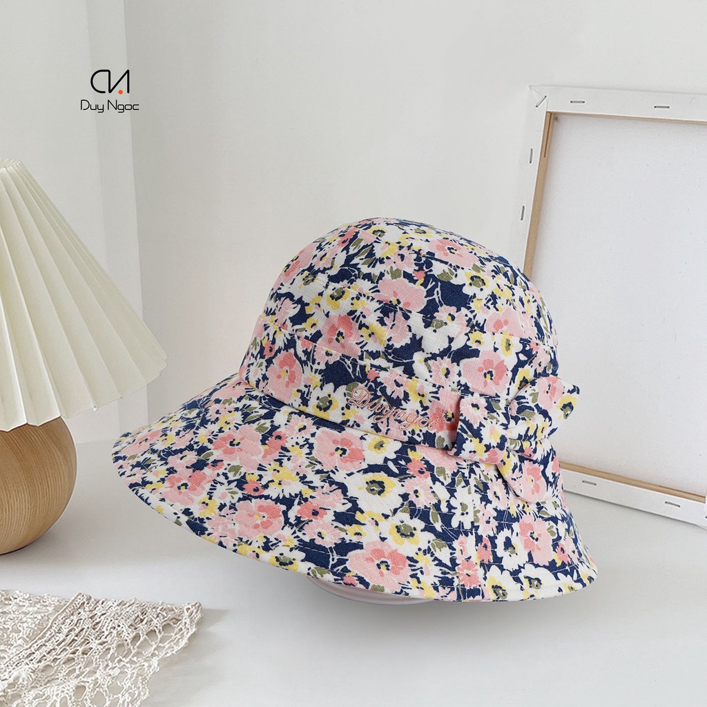 Nón Mũ Rộng Vành Nữ Hoa Nơ 2 Lá DUY NGỌC Cao Cấp, chống nắng thời trang,  vành mềm xếp gọn tiện lợi (1540)