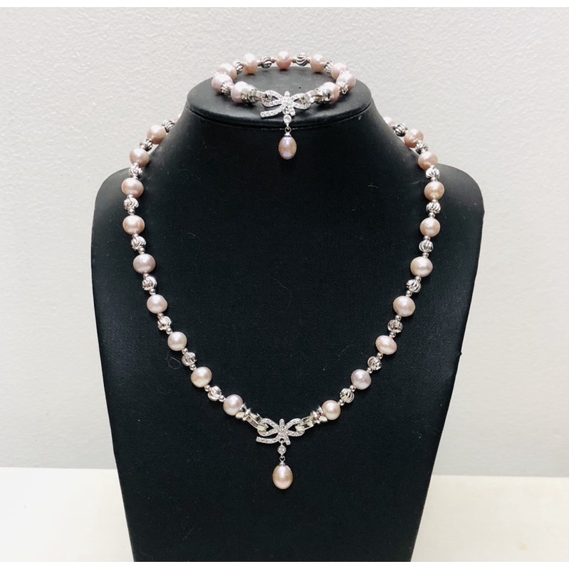 Bộ trang sức nơ hồng size 8ly