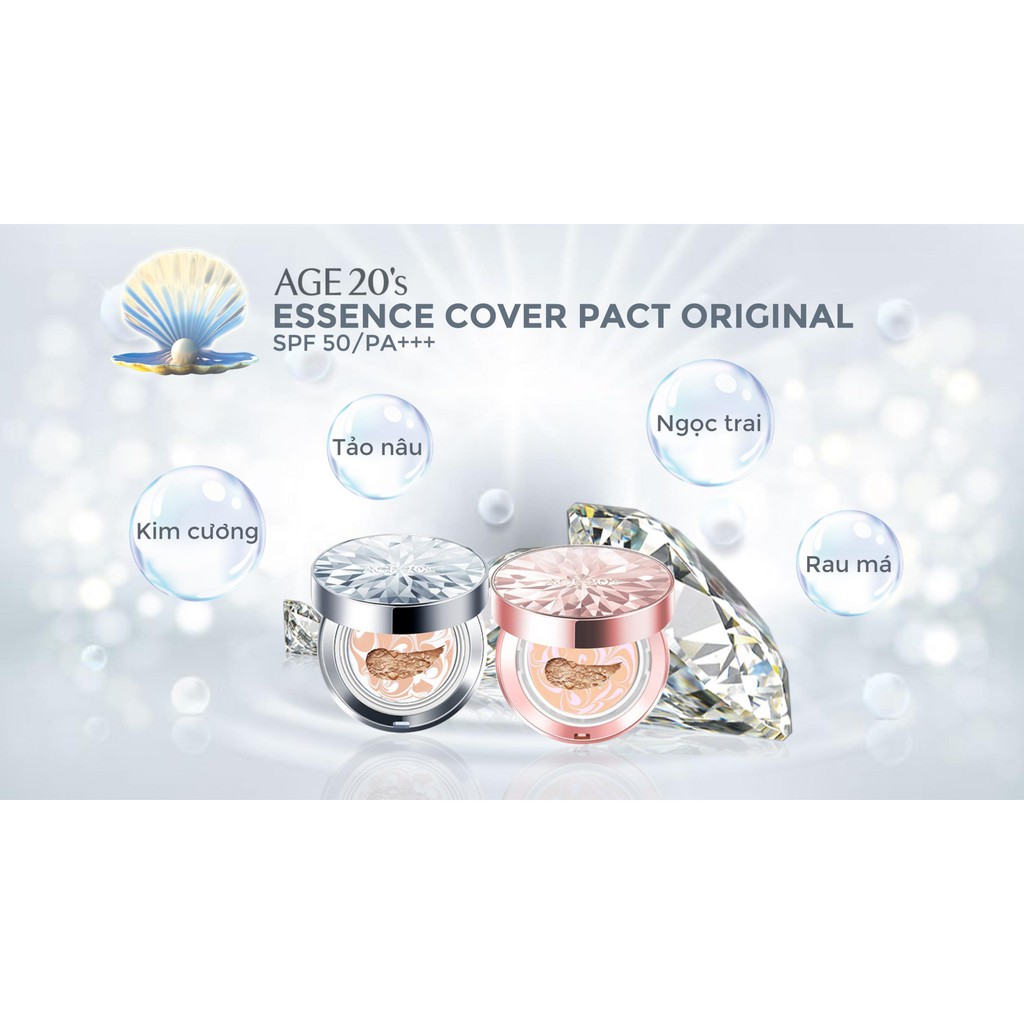 Phấn nền lạnh AGE 20's Essence Cover Pact Diamond Edition