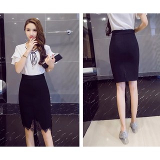chân váy bút chì phối ren xẻ tà siêu xinh