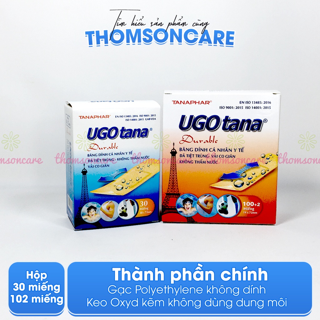 Băng vết thương cá nhân Ugotana - băng dính y tế chống nước, bằng vải, sơ cứu khi đứt tay