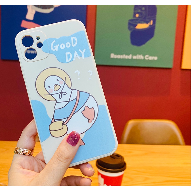 Ốp iphone Vịt Yêu Đời Good day cạnh vuông ip 6/6s/6splus/7/7plus/8/8plus/x /xs/11/12/pro/max/plus/12promax- e56