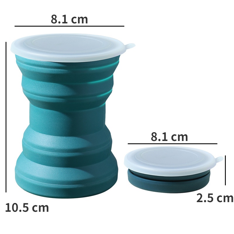 Cốc Đựng Nước Bằng Silicone Có Thể Gấp Gọn Kèm Nắp Đậy Thân Thiện Với Môi Trường Thời Trang Dùng Khi Đi Du Lịch Ngoài Trời