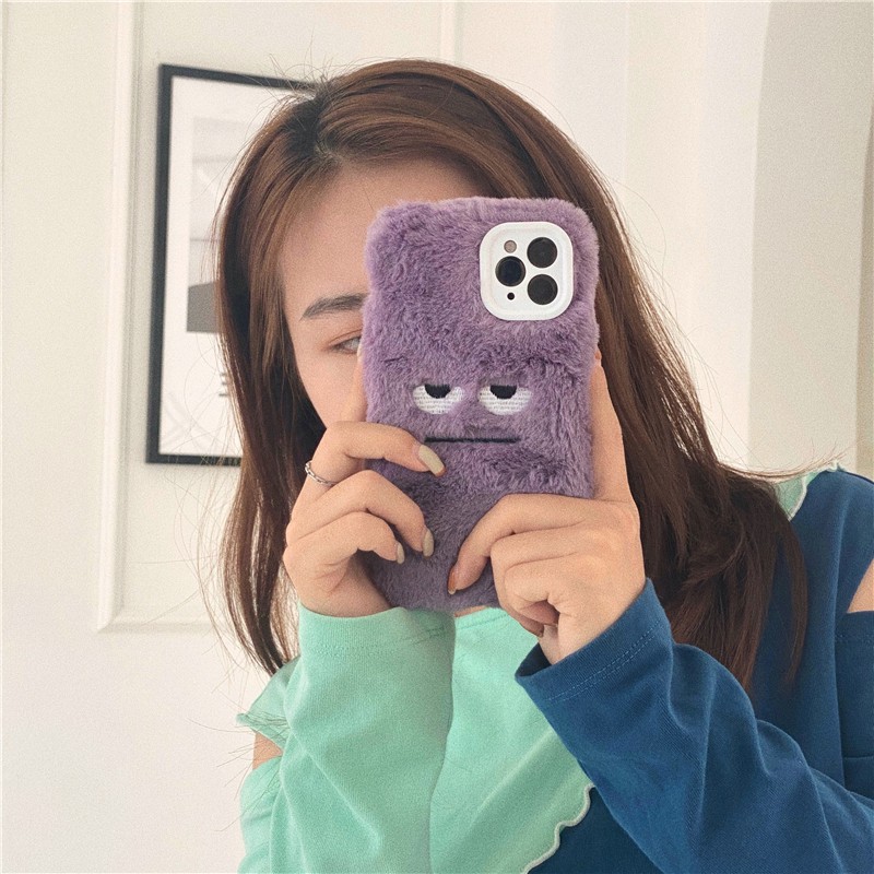 Ốp Điện Thoại Phủ Lông Chống Sốc Hình Biểu Cảm Hoạt Họa Cho iPhone 14 13 12 11 Pro Xs MAX XR 8Plus SE2