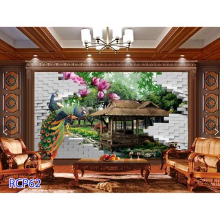 Tranh Dán Tường 3D Phòng Ngủ Đôi Công Phong Cảnh Đẹp, 62