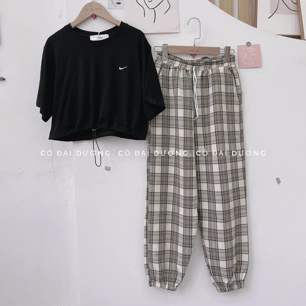 [GIÁ Sốc]  Áo Croptop Chốt Eo Chun Rút Dây Dáng Rộng- Áo Crt Tay Lỡ Unisex Nam Nữ Uzzlang (có ảnh thật)