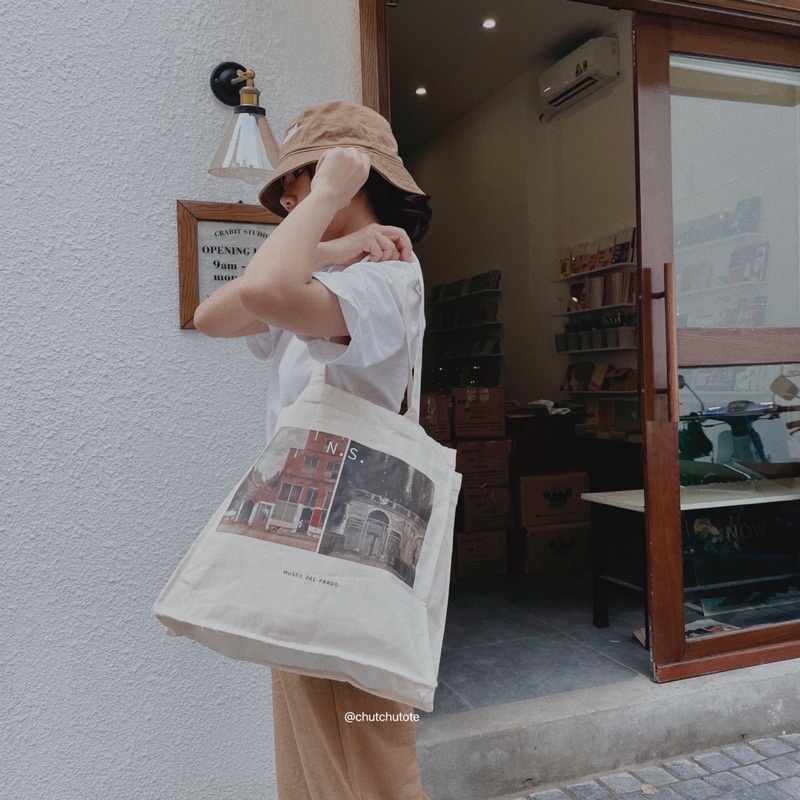 T58/Túi vải tote canvas phong cách cổ điển đựng đồ đi chơi đầy cá tính