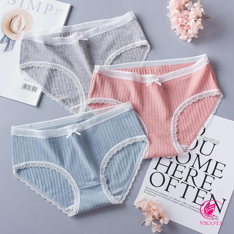 [QUẦN KÈM TÚI ZIP] Quần Lót Cotton Tăm Viền Ren Xuất Nhật KINIME QL04 - Quần chip kháng khuẩn y tế 2020 BIKY | BigBuy360 - bigbuy360.vn