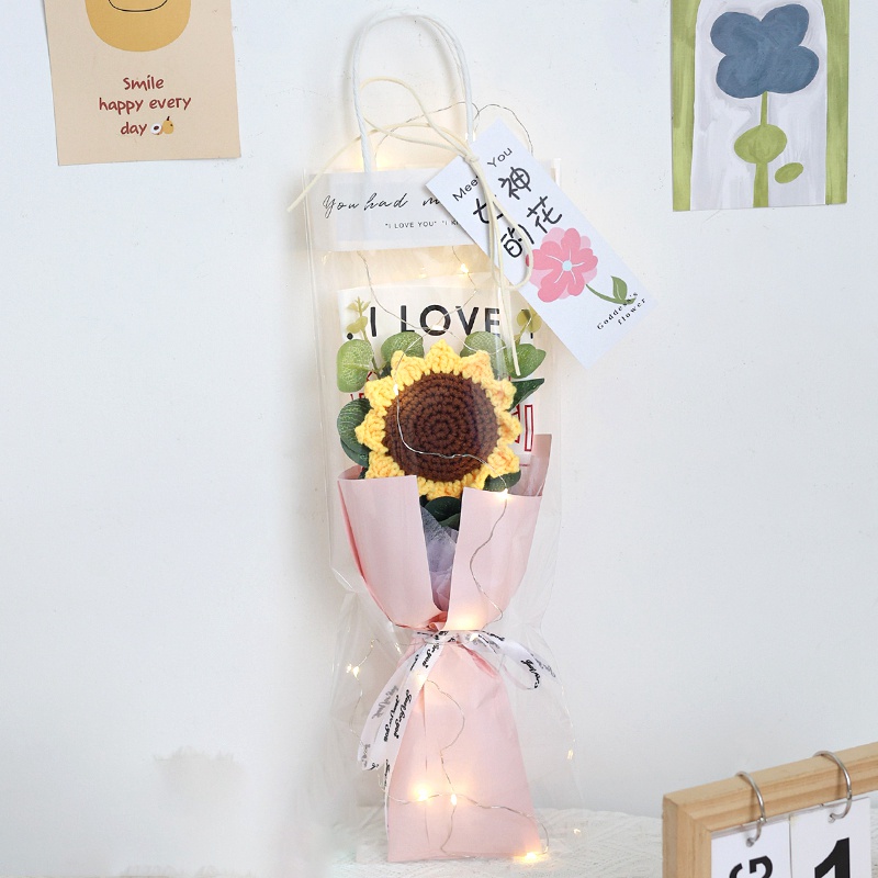 Bó Hoa Hướng Dương Giả Đan Móc Thủ Công Làm Quà Tặng Valentine