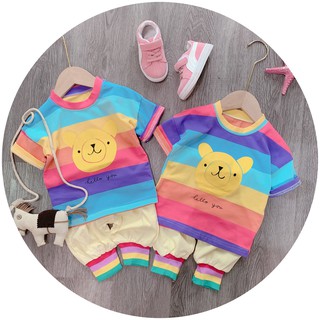 Set gấu kẻ cầu vồng