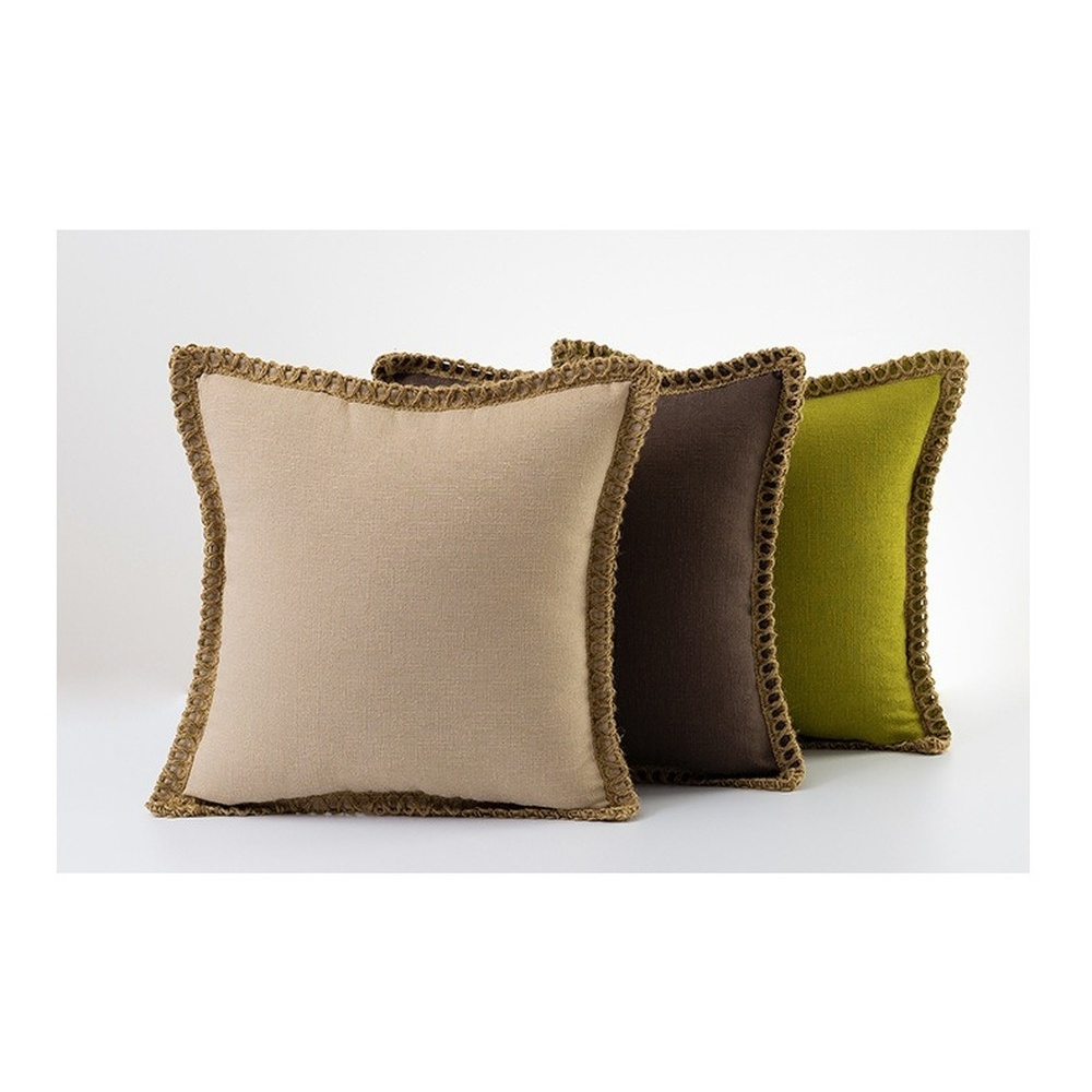 Vỏ Gối Sofa Vải Lanh Cotton Hình Vuông Màu Trơn Có Khóa Kéo Kích Thước 45X45Cm Trang Trí Nhà Cửa