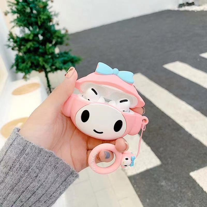 Vỏ Bảo Vệ Hộp Sạc Tai Nghe Airpods 3/1/2 pro bluetooth Không Dây Chất Liệu Silicon Mềm Hình Melody 3D