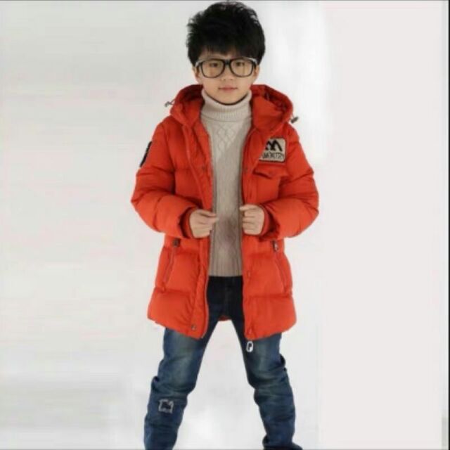 Áo khoác phao dáng dài cho bé trai size đại siêu ấm