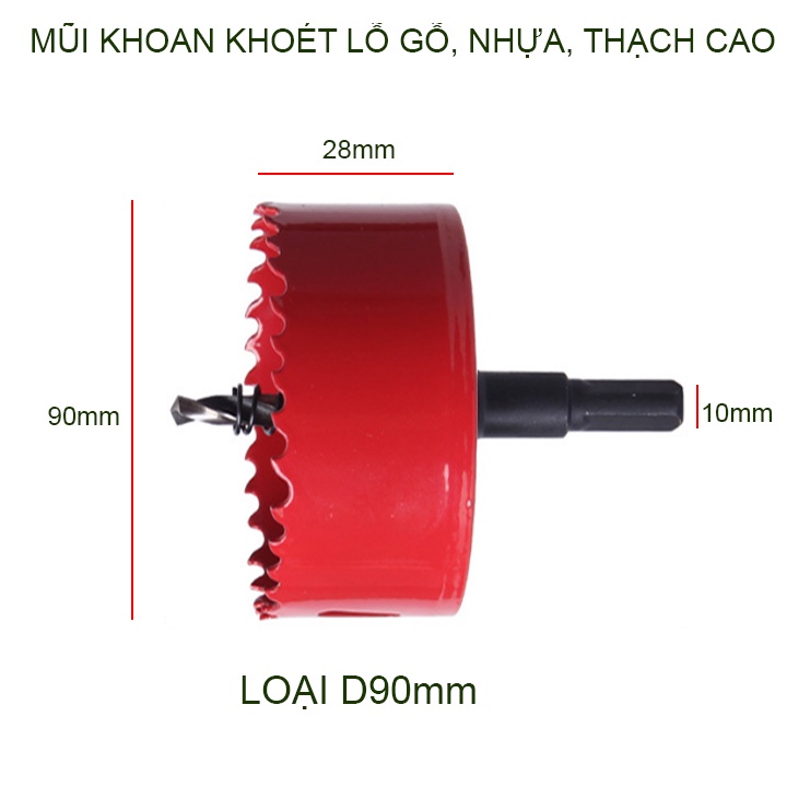 Mũi khoan khoét lỗ gỗ, nhựa, kim loại mềm, thạch cao đường kính D65-140mm