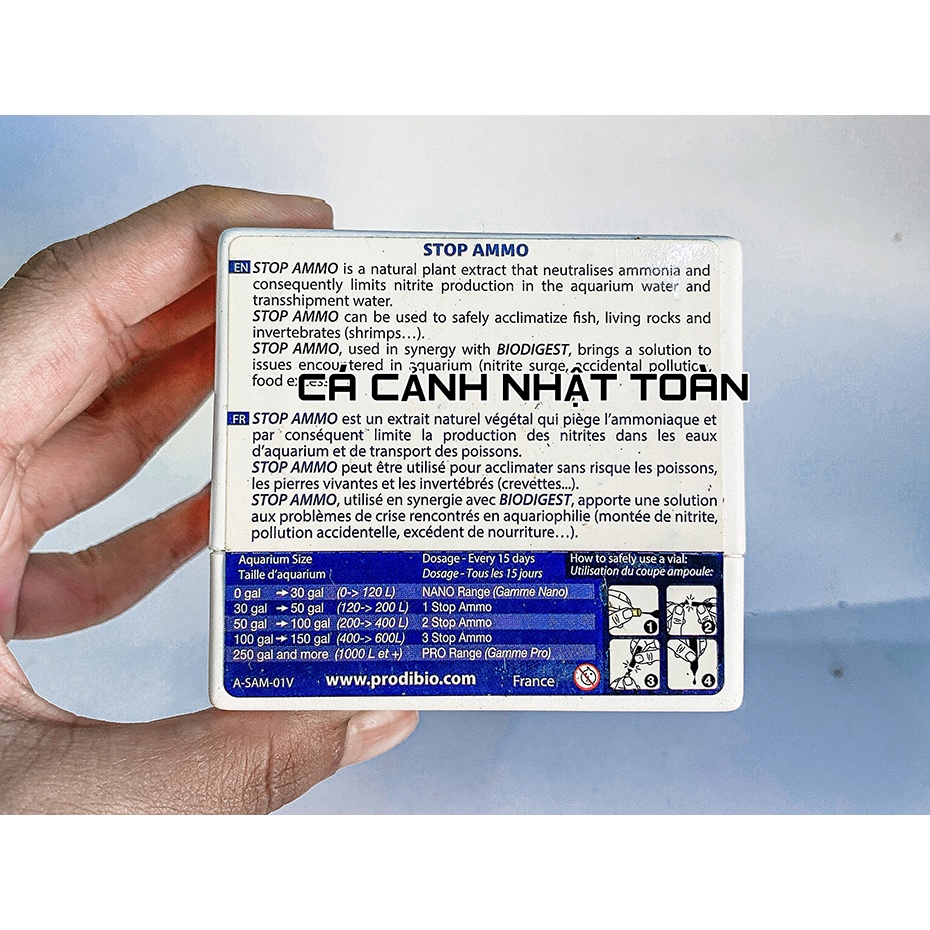 STOP AMMO PRODIBIO KHỬ ĐỘC CHO BỂ CÁ CẢNH (1 ỐNG LẺ)