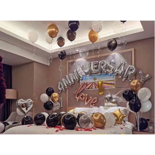 [ Tặng 100 Cánh Hoa Hồng Đỏ + Quà ] Set Bóng Kỷ Niệm Ngày Cưới MS99