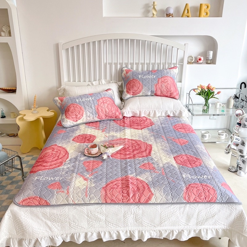 chiếu điều hoà cao su non trần tim mát lạnh ( tặng kèm 2 vỏ gối)