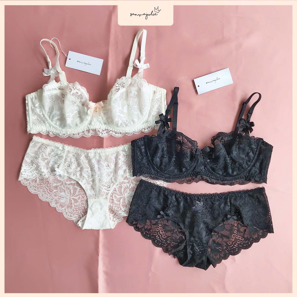 Bộ đồ lót nữ không mút có gọng chất liệu ren Hoa Tigon - Nội y nữ