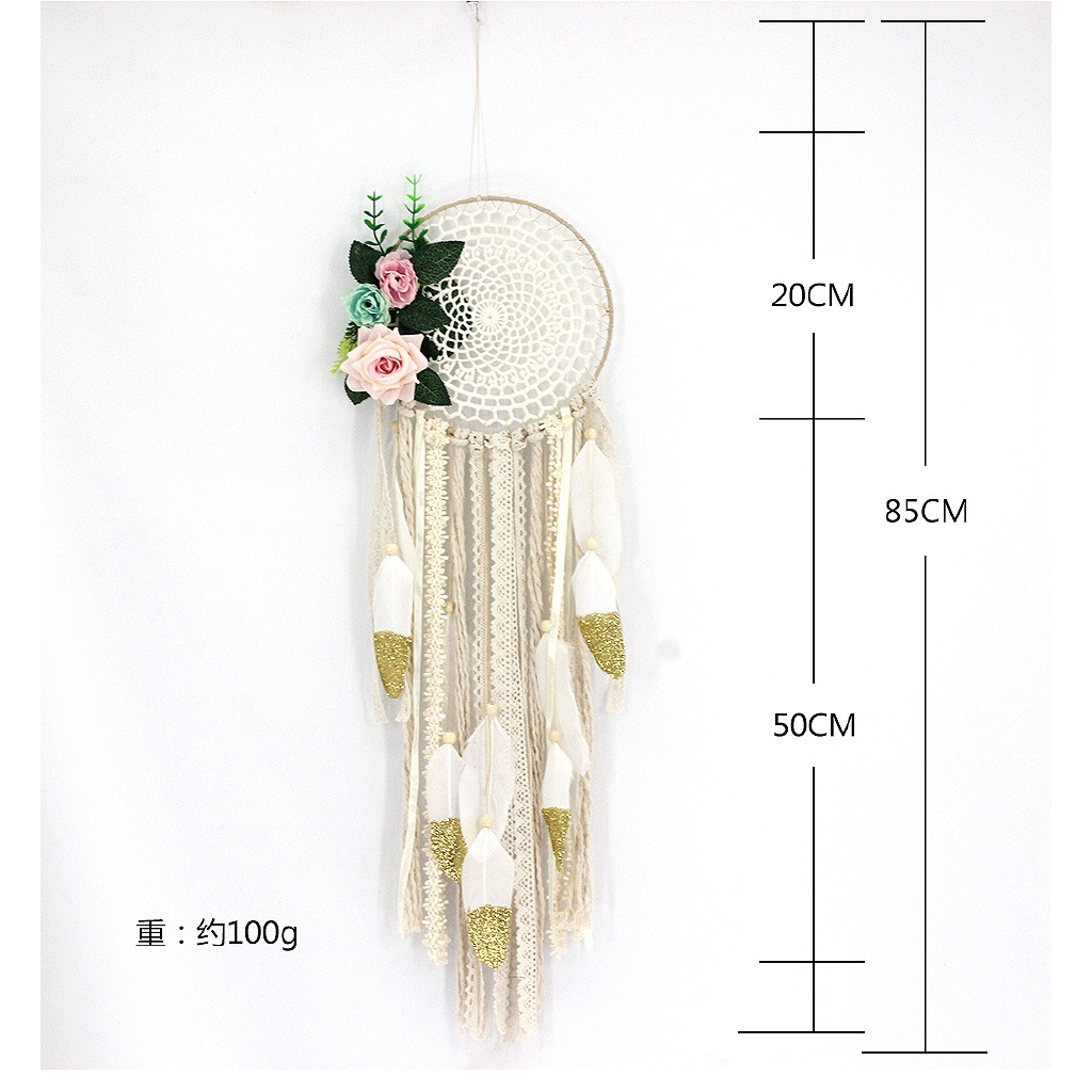 Dream Catcher Phối Hoa Và Trái Tim Phong Cách Bohemian Trang Trí Nhà Cửa