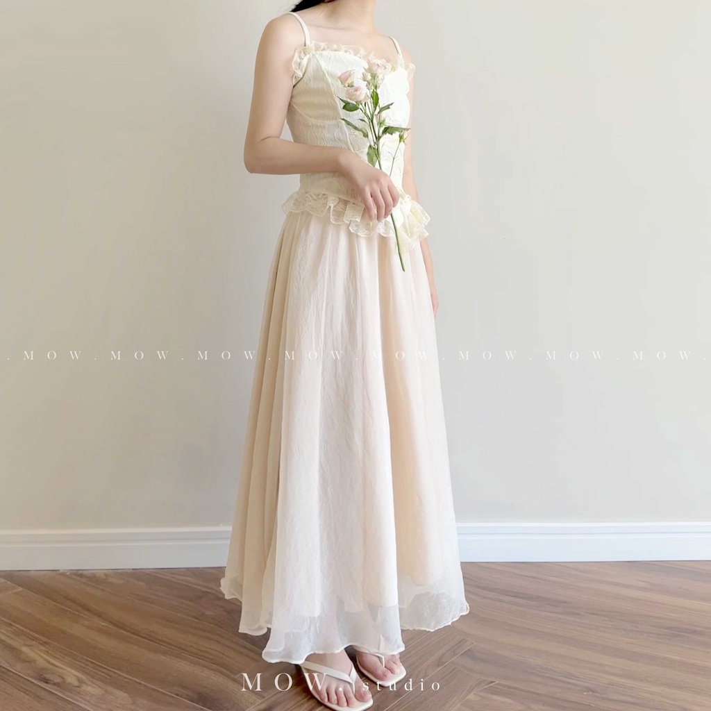 Áo 2 dây phối ren lưng chun phiên bản giới hạn  made by Mow studio