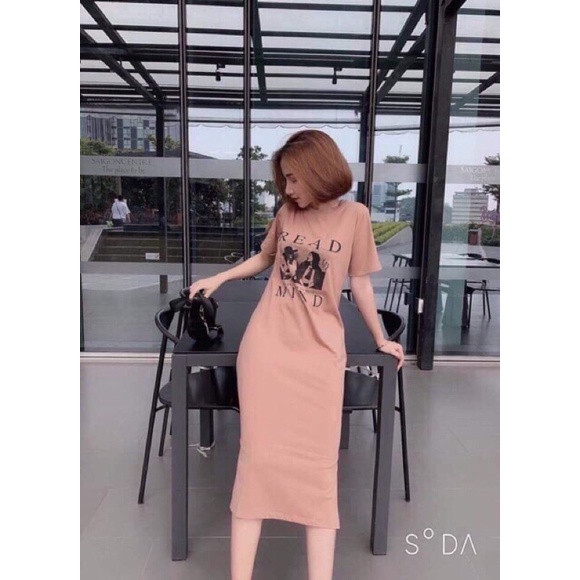 Đầm suông in hình cô gái, thiết kế trẻ trung, xinh xắn