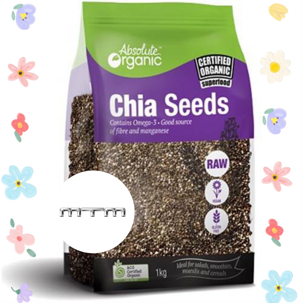 Hạt Chia Úc Absolute Organic Chia Seeds Chính Hãng 1kg (mẫu mới)