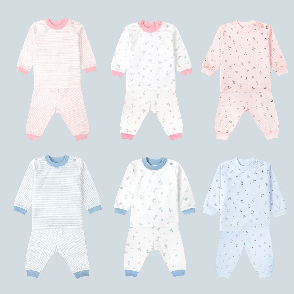 [MIO DÀY] Bộ quần áo Miomio dài tay cài vai dày 100% cotton