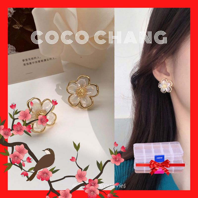 Khuyên tai tròn hình hoa mai nữ tính phong cách Hàn Quốc Cocochang shop