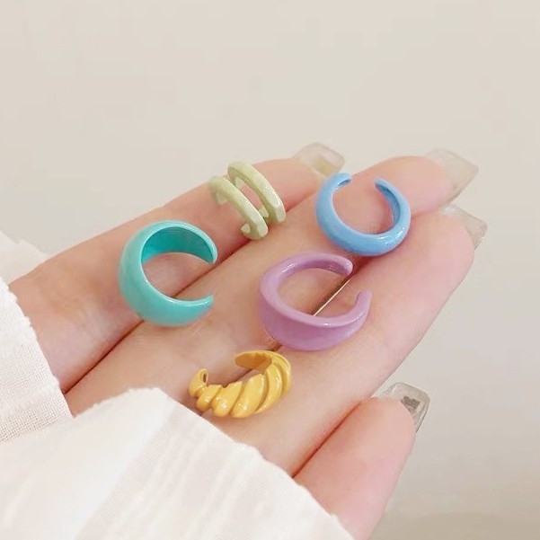 Khuyên Tai Kẹp Vành Tai Không Xỏ Lỗ Nhiều Màu Sắc Ngọt Ngào Phong Cách Retro 0703-9