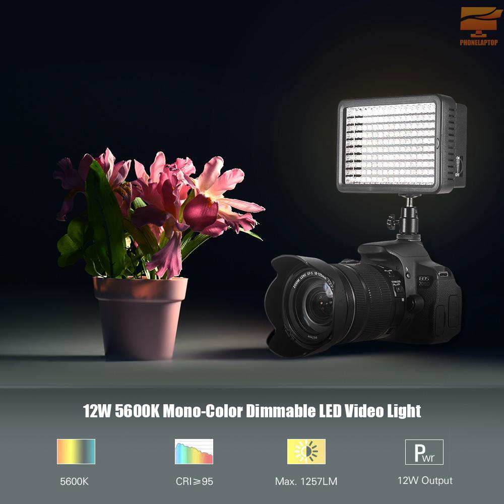 Lapt Professional Dimmable Ultra High Power LED Video Light 5600K Photography Fill Light 160 LEDs Beads CRI 95+ with Color Filters for Canon Nikon Sony Pentax Olympus DSLR Camera Camcorder