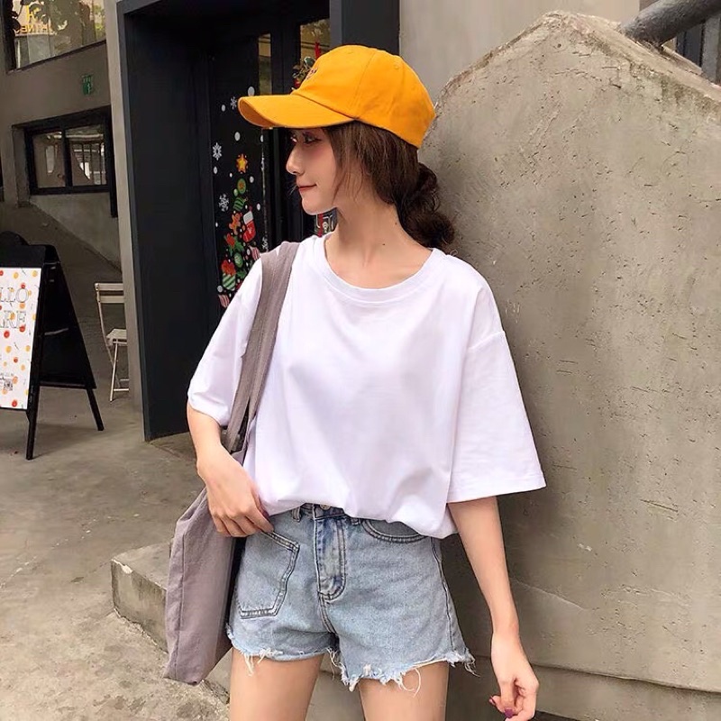 ÁO CROPTOP FORM RỘNG CỔ TRÒN TAY LỠ DÀI KIỂU DÁNG ÁO CROPTOP TRẮNG UNISEX HOT | BigBuy360 - bigbuy360.vn