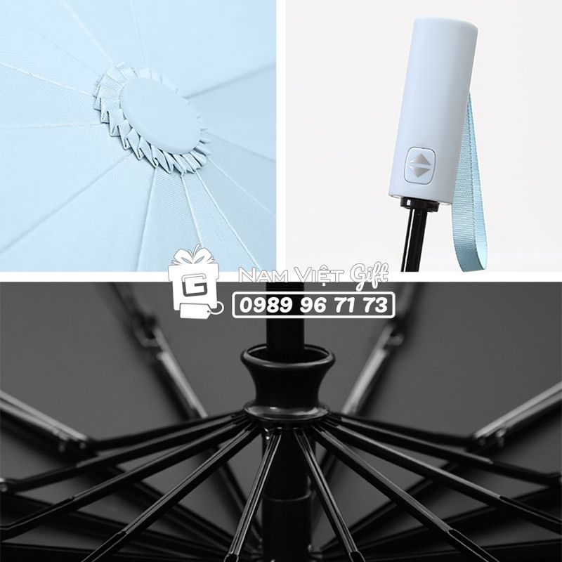 Ô Dù Chống Nắng Che Mưa Cản UV Tự Động Đóng Mở Khung 12 Xương