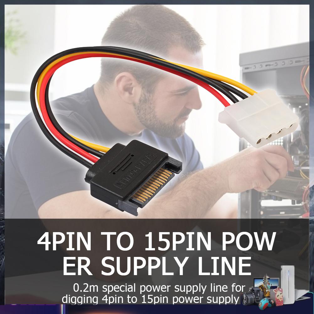 Cáp nguồn 8 inch SATA 15-Pin 4-Pin cho máy tính