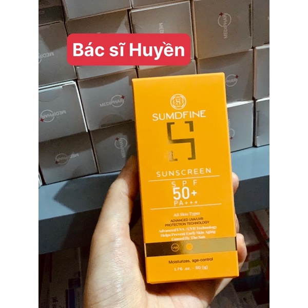 Kem chống nắng Sumdfine SPF50 PA+++ kem chống nắng vật lý, nâng tone, không bóng nhờn 50ml