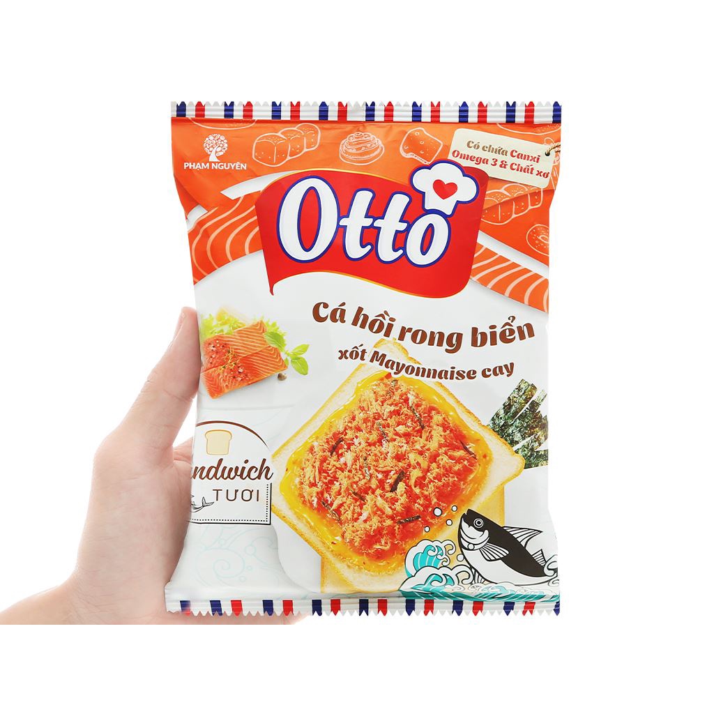 CHÍNH HÃNG Combo 6 Bánh Sandwich tươi Chà Bông Cá Hồi Otto 76g