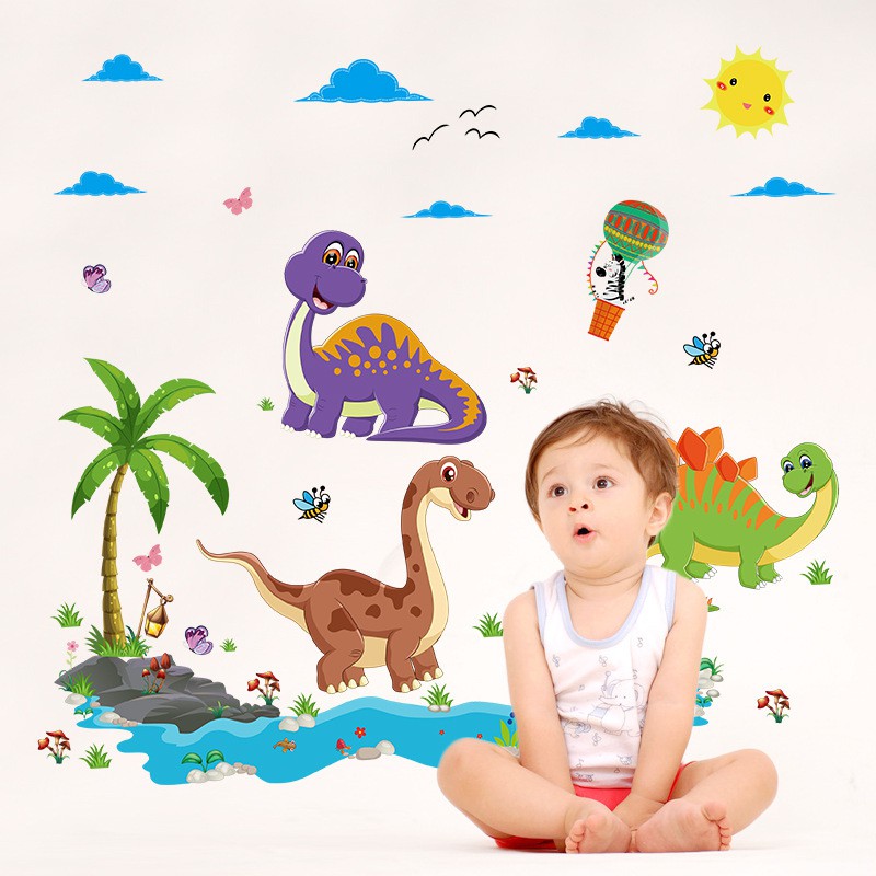 Decal tranh dán tường động vật con khủng long cho bé