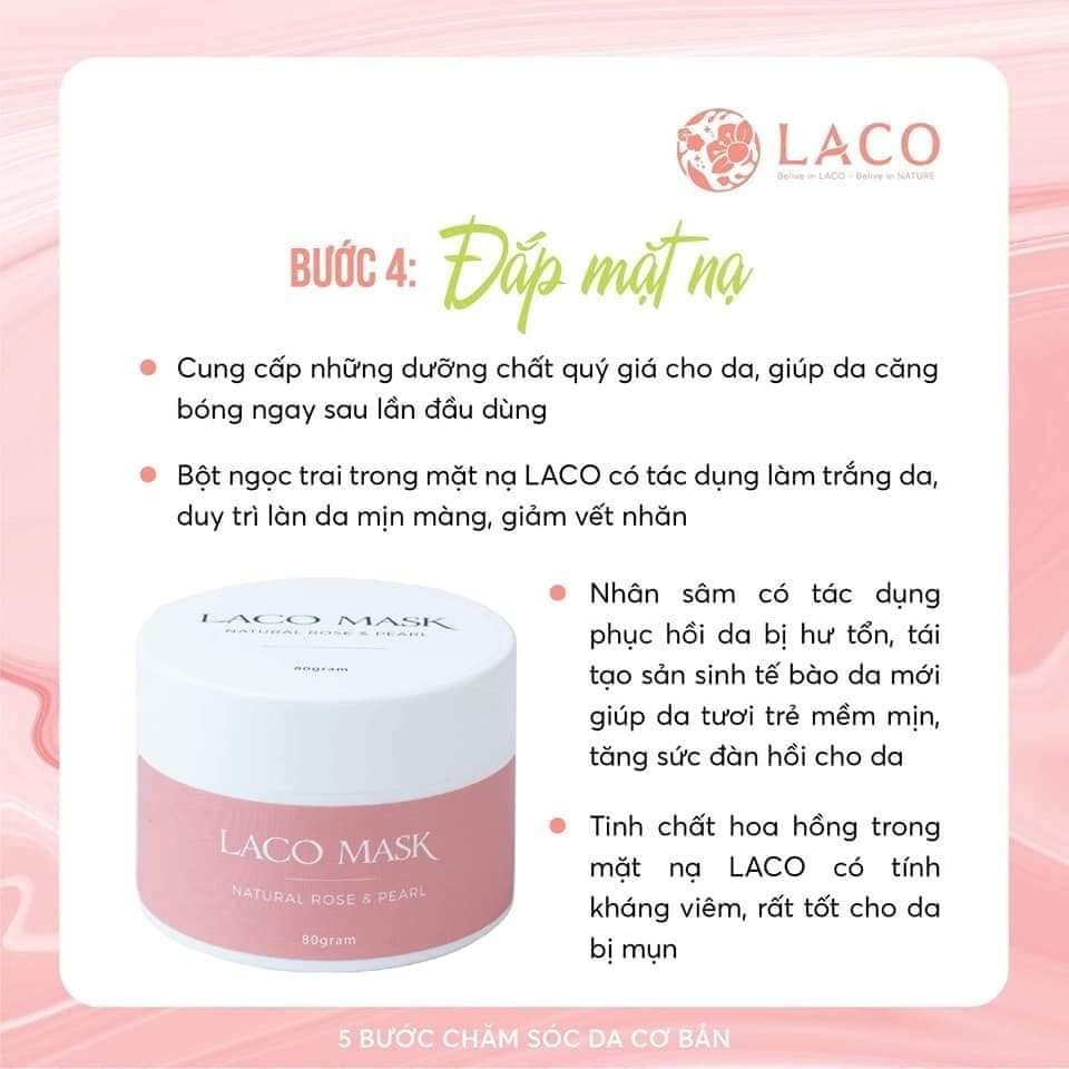Combo Mặt nạ dưỡng da LACO MASK 80G giúp làn da trắng hồng mịn màng + 12pcs bông nở rửa mặt LACO