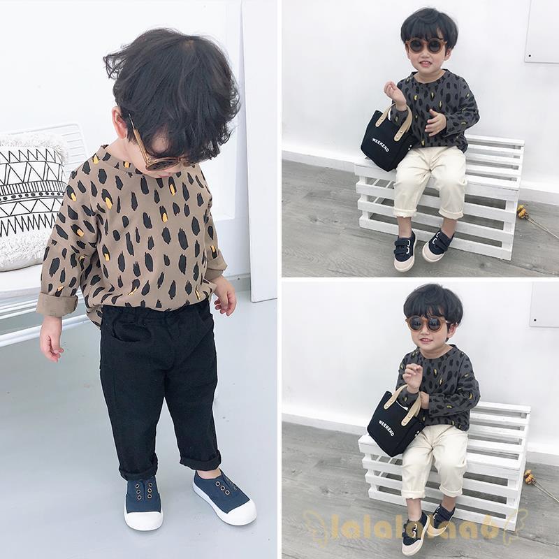 Áo Thun Dài Tay Cổ Tròn Họa Tiết Da Báo Laa6-Boys