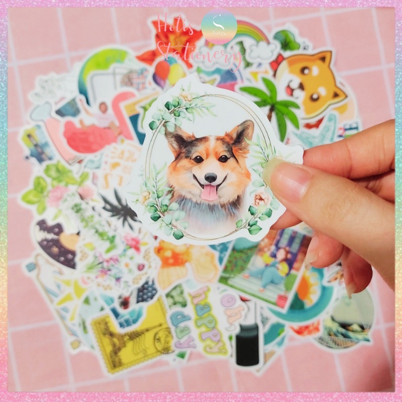 [HOTIS] [TÁCH SET] Set 200 STICKER INSTAGRAM cỡ lớn, nhãn dán cán màng PVC không thấm nước, dán được nhiều lần SK030